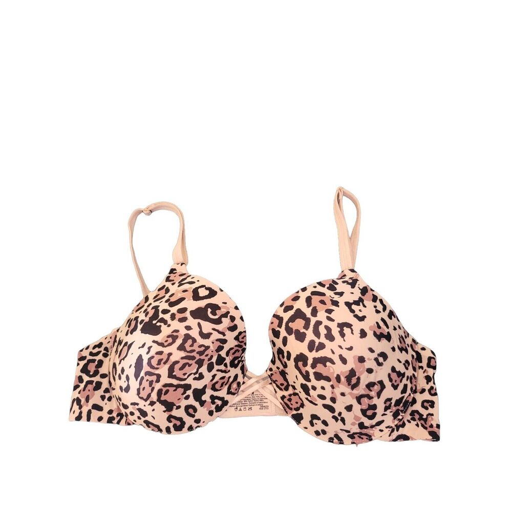 Maidenform Bra 36B Womens Brown Black‎ Animal Print Underwired Push Up